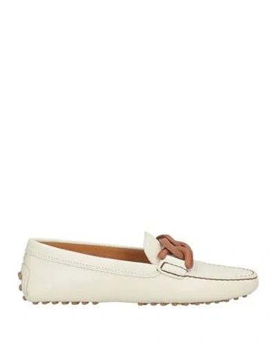 Tod's Woman Loafers Ivory Size 5 Leather In White