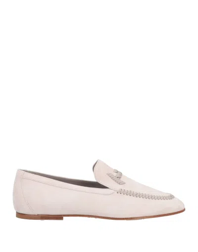Tod's Woman Loafers Ivory Size 10 Soft Leather In White