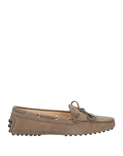 Tod's Woman Loafers Khaki Size 5 Leather In Beige