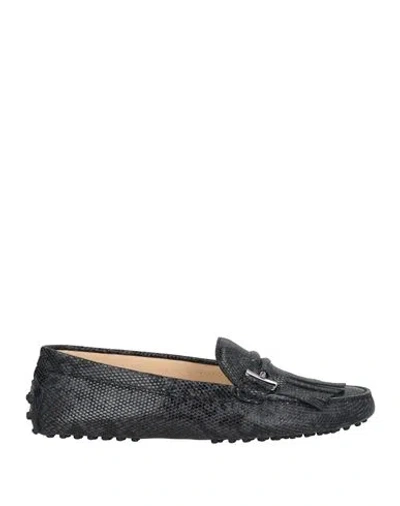 Tod's Woman Loafers Lead Size 4.5 Calfskin In Grey