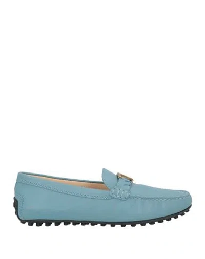 Tod's Woman Loafers Light Blue Size 5 Calfskin