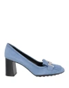 Tod's Woman Loafers Light Blue Size 5 Soft Leather