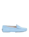 Tod's Woman Loafers Light Blue Size 6 Leather