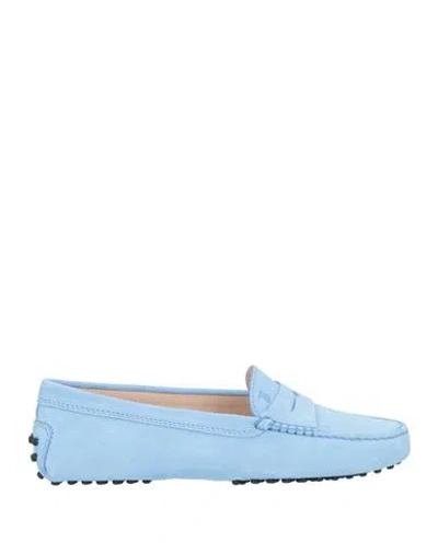 Tod's Woman Loafers Light Blue Size 6 Leather