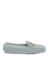 Tod's Woman Loafers Light Blue Size 7.5 Lambskin, Shearling In Blue