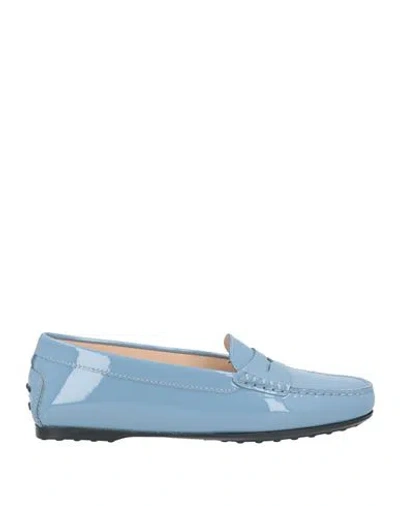Tod's Woman Loafers Light Blue Size 6.5 Leather