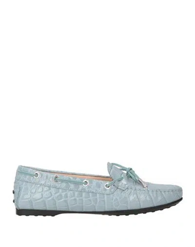 Tod's Woman Loafers Light Blue Size 8 Soft Leather