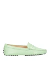 Tod's Woman Loafers Light Green Size 6.5 Leather