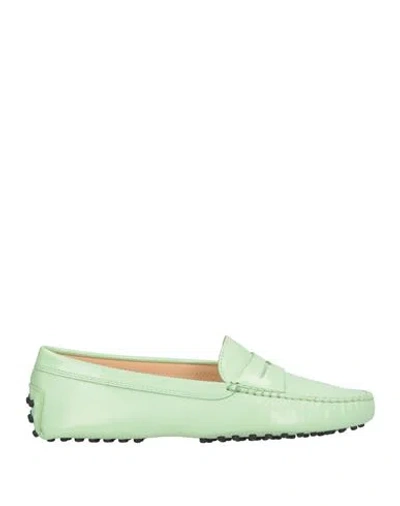Tod's Woman Loafers Light Green Size 6.5 Leather