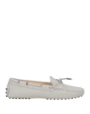 Tod's Woman Loafers Light Grey Size 6 Leather In Gray