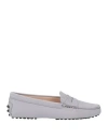 Tod's Woman Loafers Light Grey Size 6.5 Leather