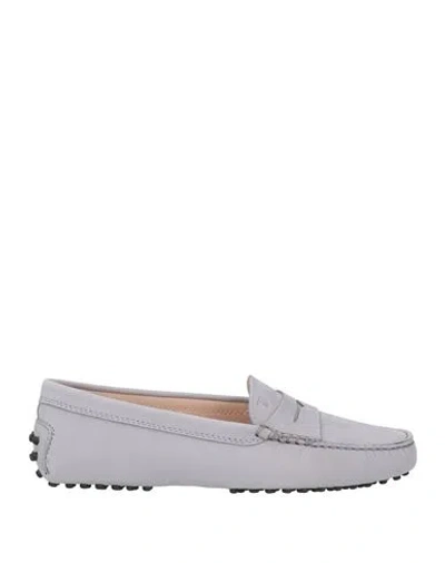Tod's Woman Loafers Light Grey Size 6.5 Leather In Grey