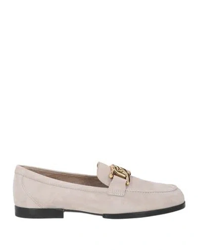 Tod's Woman Loafers Light Grey Size 7 Leather In Gray