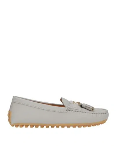 Tod's Woman Loafers Light Grey Size 7.5 Leather In Multi