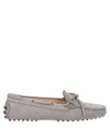 Tod's Woman Loafers Antique Rose Size 7.5 Soft Leather In Light Grey