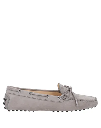 TOD'S TOD'S WOMAN LOAFERS LIGHT GREY SIZE 6 LEATHER,11616707IN 10