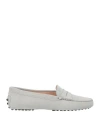Tod's Woman Loafers Light Grey Size 7.5 Leather In Grey