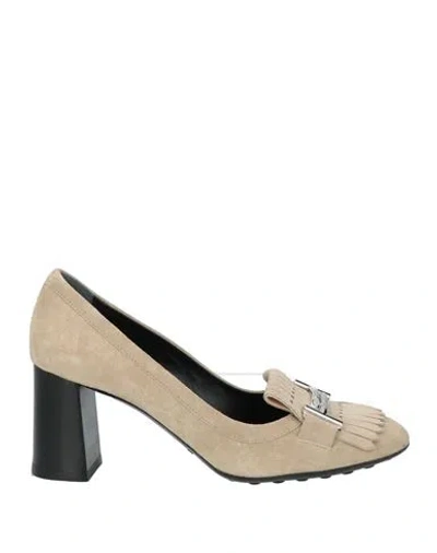 Tod's Woman Loafers Light Grey Size 8 Leather