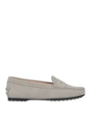 TOD'S TOD'S WOMAN LOAFERS LIGHT GREY SIZE 7 LEATHER