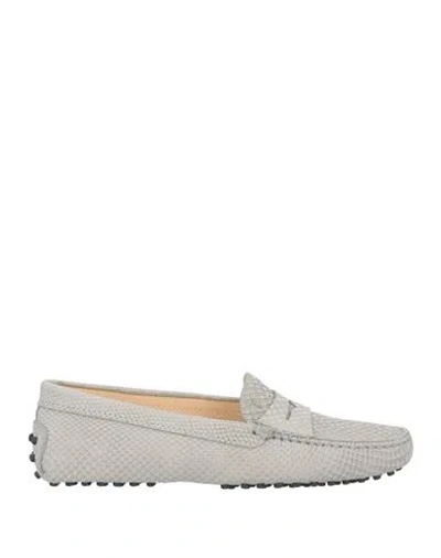 Tod's Woman Loafers Light Grey Size 6.5 Leather