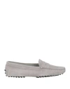 Tod's Woman Loafers Light Grey Size 8.5 Leather