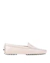 Tod's New Gommini Loafers In Hammered Leather With Sleeper In White