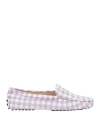Tod's Woman Loafers Lilac Size 6 Leather In Purple