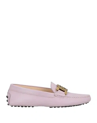 Tod's Woman Loafers Lilac Size 8 Leather In Purple
