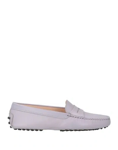 Tod's Woman Loafers Lilac Size 7.5 Leather In Purple