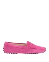 Tod's Woman Loafers Magenta Size 6.5 Leather In Magenta