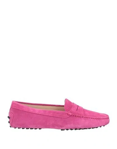 TOD'S TOD'S WOMAN LOAFERS MAGENTA SIZE 6.5 CALFSKIN