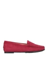 Tod's Woman Loafers Magenta Size 7 Leather In Magenta