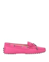 Tod's Woman Loafers Magenta Size 8 Soft Leather In Magenta