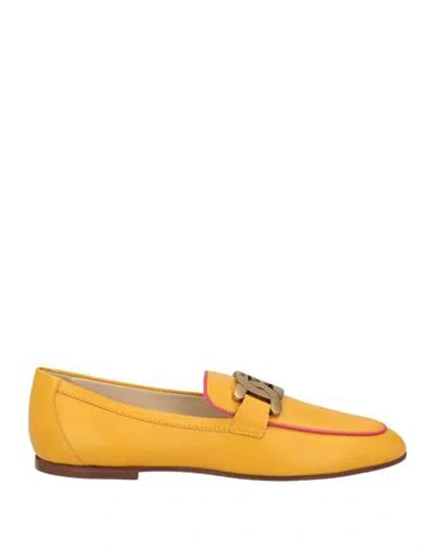 Tod's Woman Loafers Marigold Size 8 Leather In Yellow