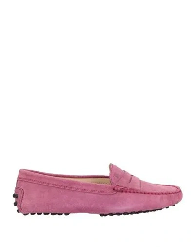 Tod's Woman Loafers Mauve Size 6 Leather In Purple