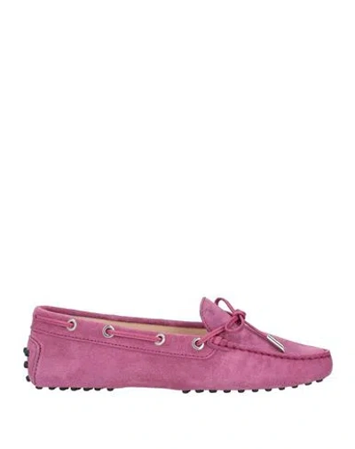 Tod's Woman Loafers Mauve Size 7 Leather In Purple