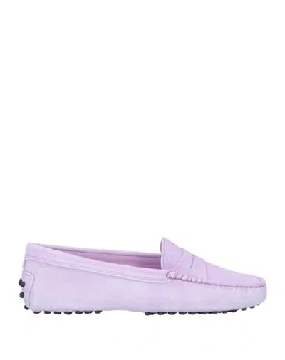 Tod's Woman Loafers Mauve Size 7.5 Leather In Purple