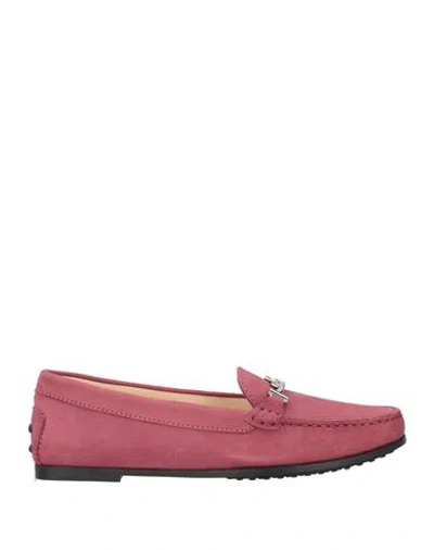 Tod's Woman Loafers Mauve Size 8 Soft Leather In Purple