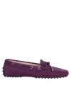 Tod's 5mm Croc Embossed Leather Loafers In Purple