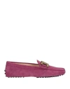 Tod's Woman Loafers Mauve Size 9 Leather In Purple