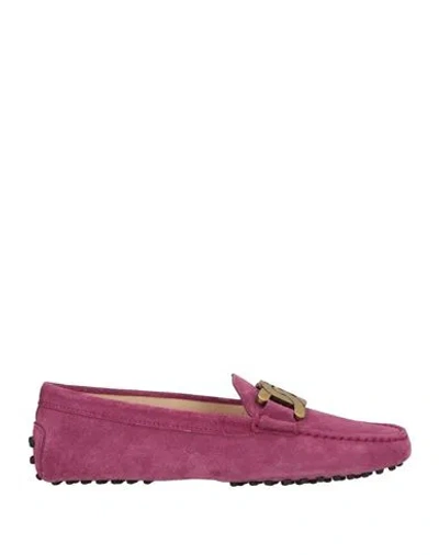 Tod's Woman Loafers Mauve Size 9 Leather In Purple
