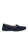 Tod's Woman Loafers Midnight Blue Size 6 Leather In Blue