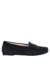 Tod's Woman Loafers Midnight Blue Size 6.5 Leather In Blue