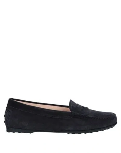 Tod's Woman Loafers Midnight Blue Size 6.5 Leather