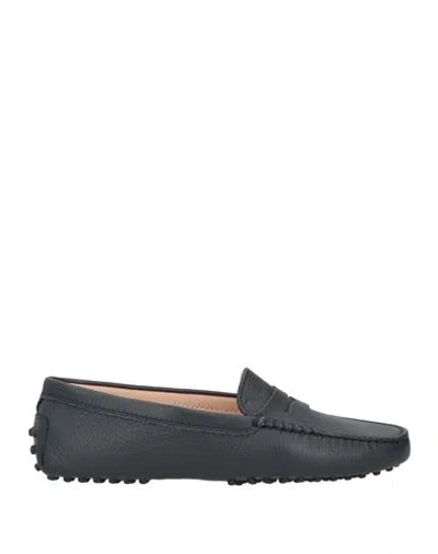 Tod's Woman Loafers Midnight Blue Size 5 Soft Leather In Black