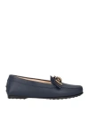 Tod's Woman Loafers Midnight Blue Size 7.5 Leather In Blue