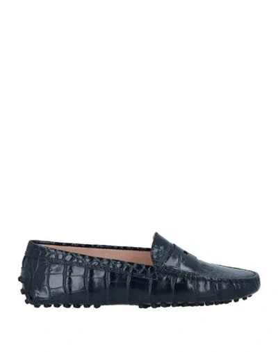 Tod's Woman Loafers Midnight Blue Size 8 Leather