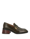 Tod's Woman Loafers Military Green Size 8 Leather In Brown