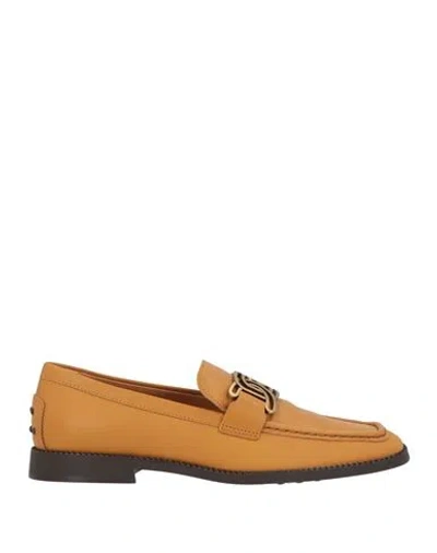 Tod's Woman Loafers Mustard Size 8 Calfskin In Yellow