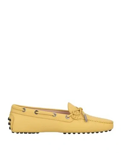 Tod's Woman Loafers Mustard Size 8 Leather In Yellow